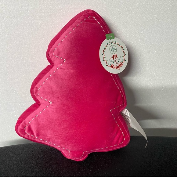 Christmas Trees Decorative Pillow Pink Holiday 2 Piece 10in X 12in Polyester - Picture 1 of 6